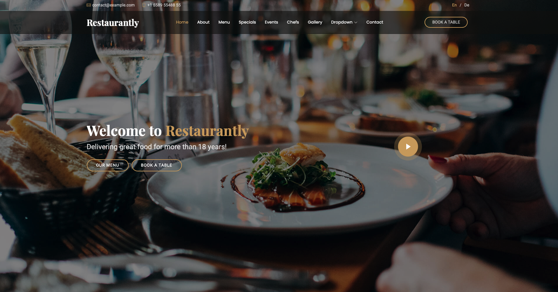 Restaurant Template 1 – Website Vorschau